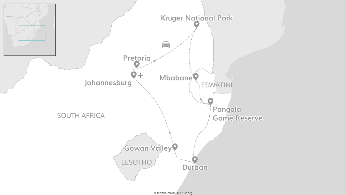 South Africa and Eswatini: Glamping, road trip, safari!